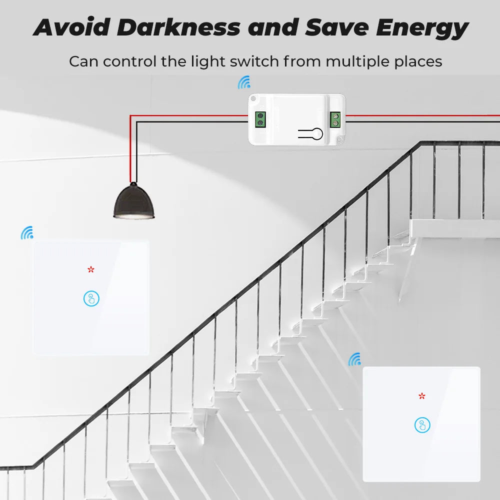 GERMA Smart Home Wireless Touch Switch Light Electrical 433Mhz Remote Control Glass Screen Wall Panel Button Receiver Led Lamp