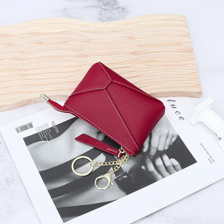 Custom Initials Fashion Coin Purse Genuine Leather Puzzle Luxury Brand Wallet Engrave Name Portable Business Woman Card Holder