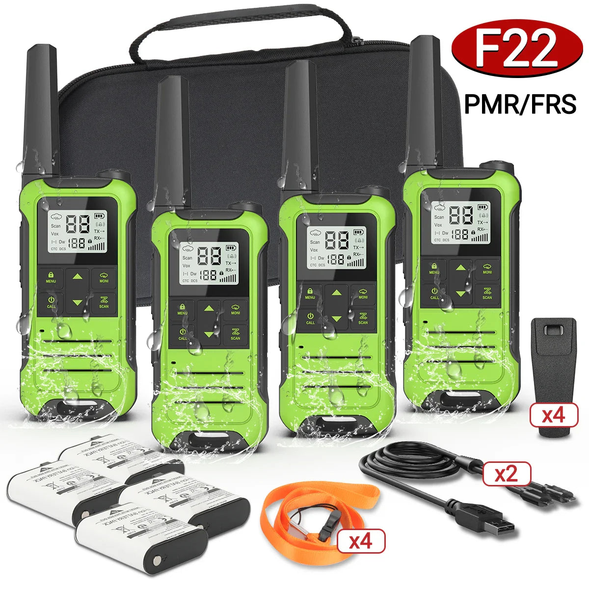 4PCS Baofeng F22 PMR446 /FRS Walkie Talkie Portable Mini Communication Radio Profesional Talkie Walkies With Portable Suitcase