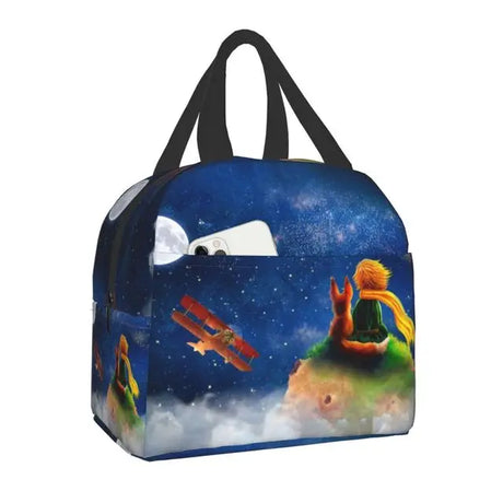 Custom The Little Prince Birds And Stars Lunch Bag Men Women Thermal Cooler Insulated Lunch Box for Adult Office