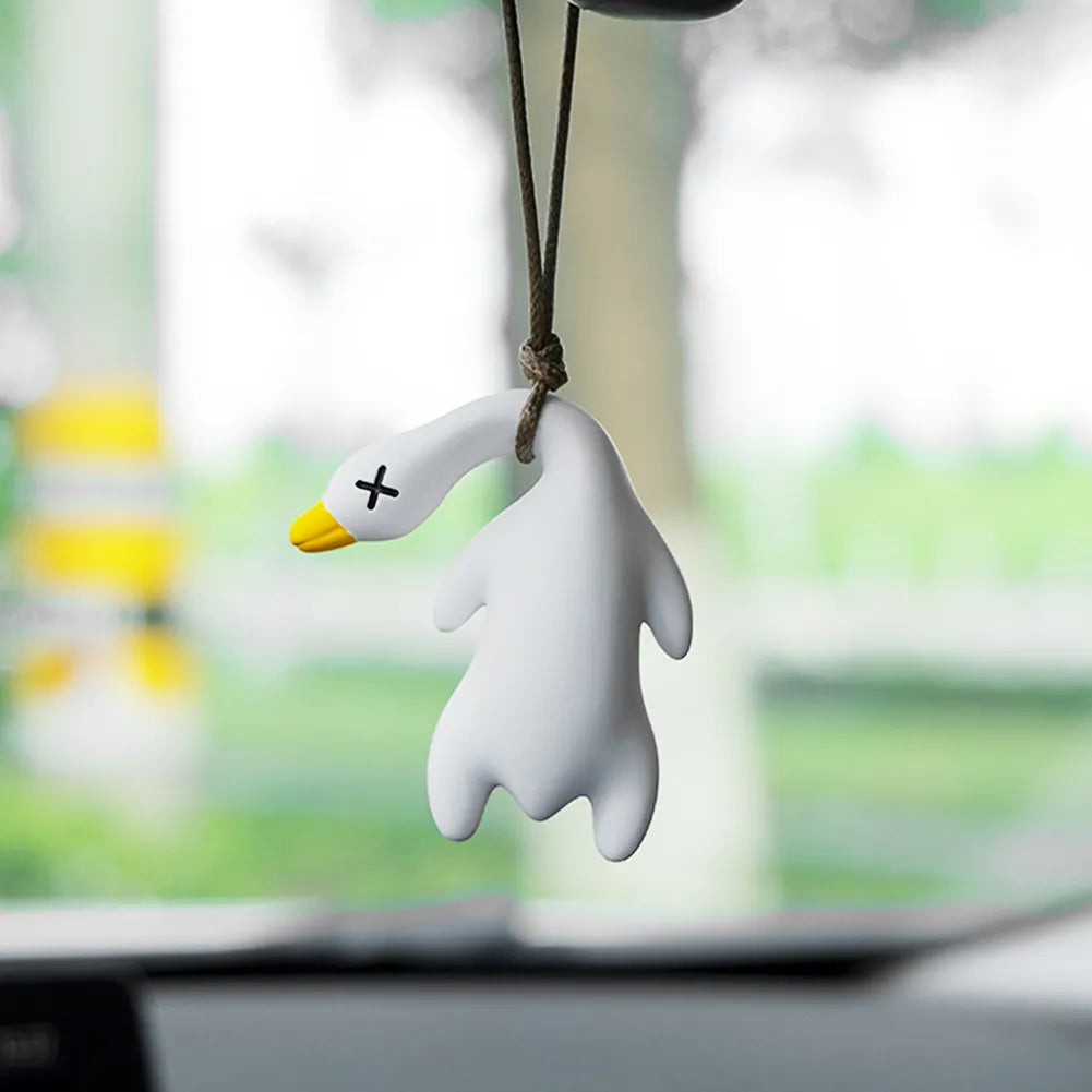 Funny Swing Goose Roasted White Roast Duck Car Pendant Swing Duck Car Hanging Ornament  for Car Products Interior Accessories