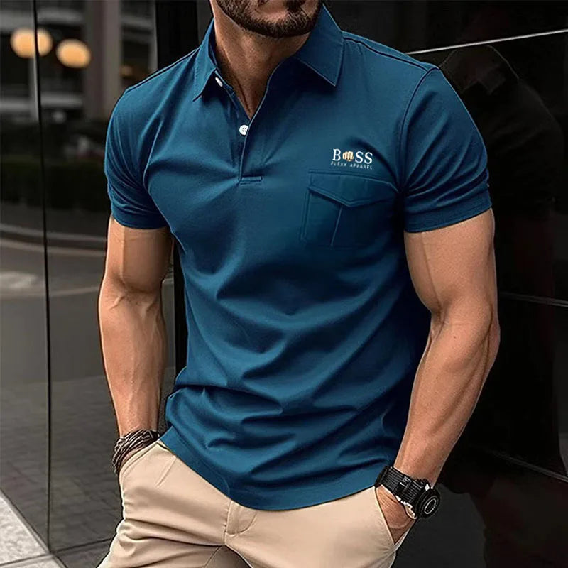 Autumn And Winter New Men's POLO Shirt Double-layer Standing Collar Shirt Long-sleeved Sports Polo Shirt High Quality Shirt