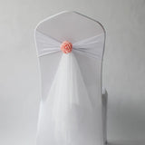 10pcs/lot Stretch Organza Chair Sash with Rose Ball Wedding Decoration Spandex Artifical Flower Fit All Birthday Party Show