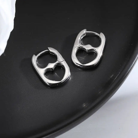 Silver Color Hollow Double Heart Earrings for Women Korean Style Design Ear Buckle 2023 Korea Fashion Jewelry Accessories