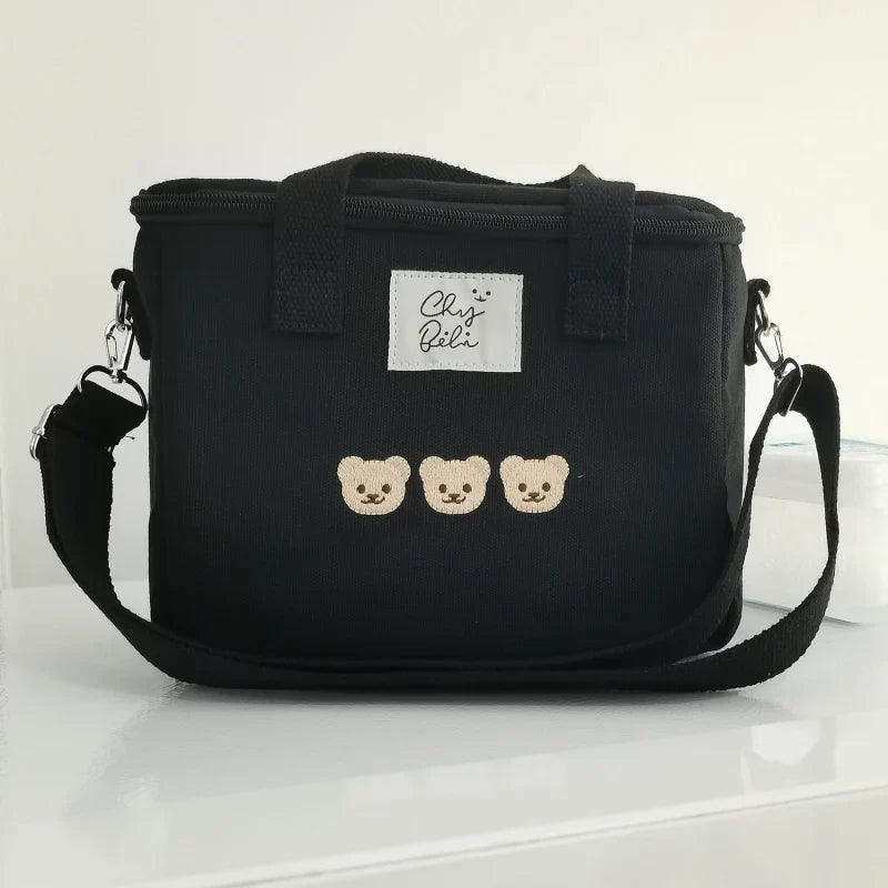 Multifunctional Mother Baby Bag Diaper Bags Waterproof Bear Embroidery Thermal Insulation Mommy Bag Fashion Food Storage Bags