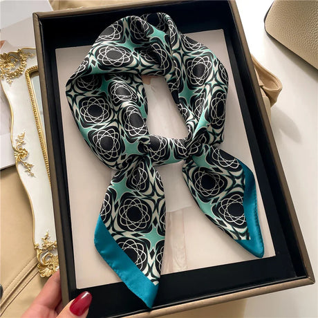 2023 Fashion Wraps Satin Hijab Luxury Square Scarf for Women Hair Bands Ribbon Headband Silk Shawl Neckerchief Female Bandana