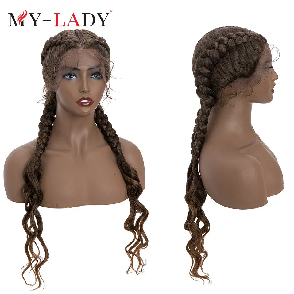 My-Lady Synthetic 27inches Lace Front Hair Wig Black Curly Long For African Woman Afro Frontal Blonde Cornrow Braided Wigs