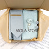 Viola Design 5PCS Gift Box Solid Cotton Sock Tie Sets Clip Pin Cufflinks Hanky Colorful Men Wedding Party Daily Cravat Accessory