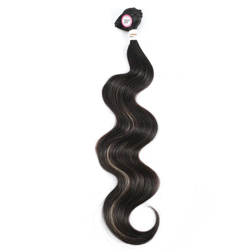 X-TRESS Body Wave Hair Bundles With Middle Part Closure Soft Synthetic Hair Weave Extensions For Black Women 7PCS One Pack