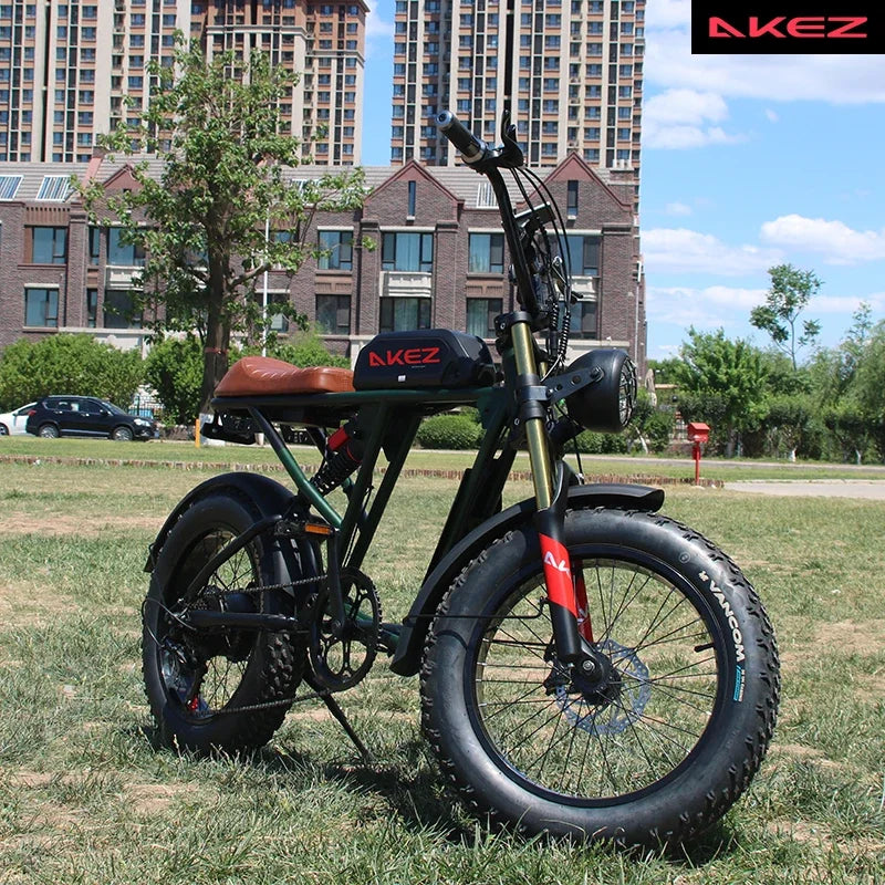 Smart and Powerful AKEZ 1500W 26AH 48V Lithium Full Suspension Folding Mountain Electric Bike Fat Tire Electric Bike Bike