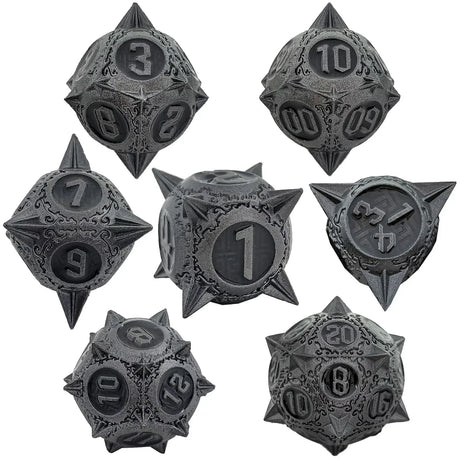 7pcs Solid Metal Dice Beautiful and Finely Crafted Number Dice Set for Dnd TRPG RPG Cthulhu Dice Running Team Desktop Decoration