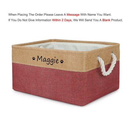 Custom Name Dog Toy Basket Cat Pet Foldable Box Print Personalized ID Storage Baskets For Clothes Pet Accessories