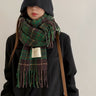 Retro Plaid Cashmere Womens Scarf Winter Thick Warm Solid Cape Wraps Female bandana pashmina long tassel female foulard