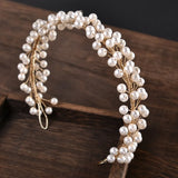 Bridal Sweet Headband Headpieces Banquet Pearls Headdress Simple Chain Hair Vine For Banquet Wedding Masquerade Hair Jewelry