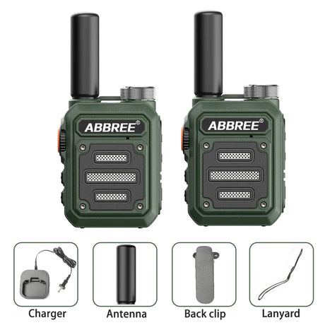 2PCS ABBREE AR-63 Mini Walkie talkie Wireless Copy Frequency Ham Radio for Hunting UHF Professional Communicator Type-C Jack