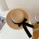 Handmade Ins Straw Hat Raw Edge Shian Hat Flat Brim During Vacation On Beach Sunlight Prevented Sun Hat Make Face look Small