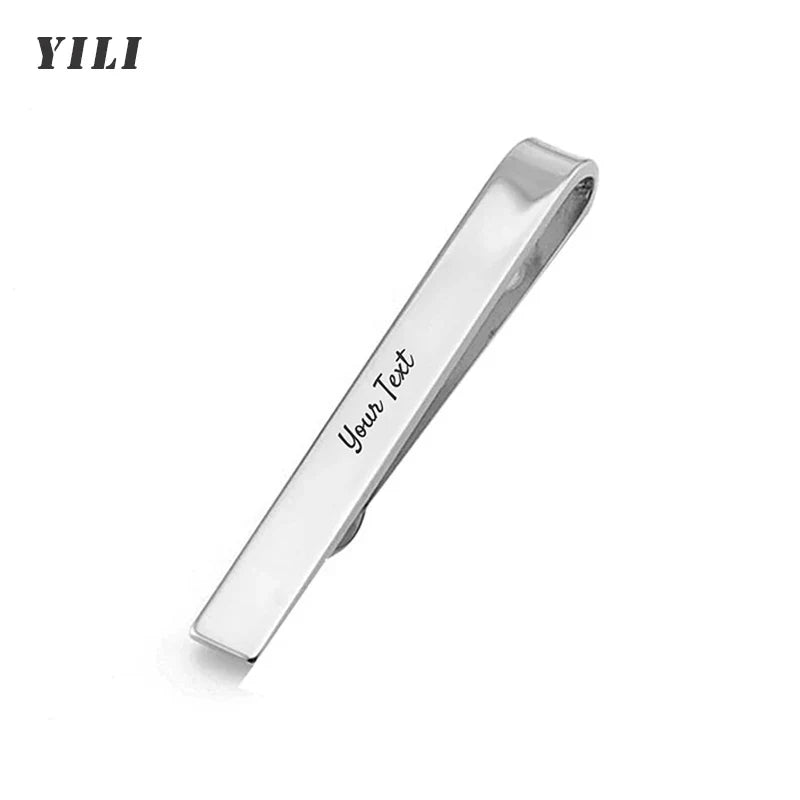 Personalized Engraved Tie Clip/Cufflinks for Men Customized DIY Logo Tie Clips Custom Engraving Names Stainless Steel Jewelry