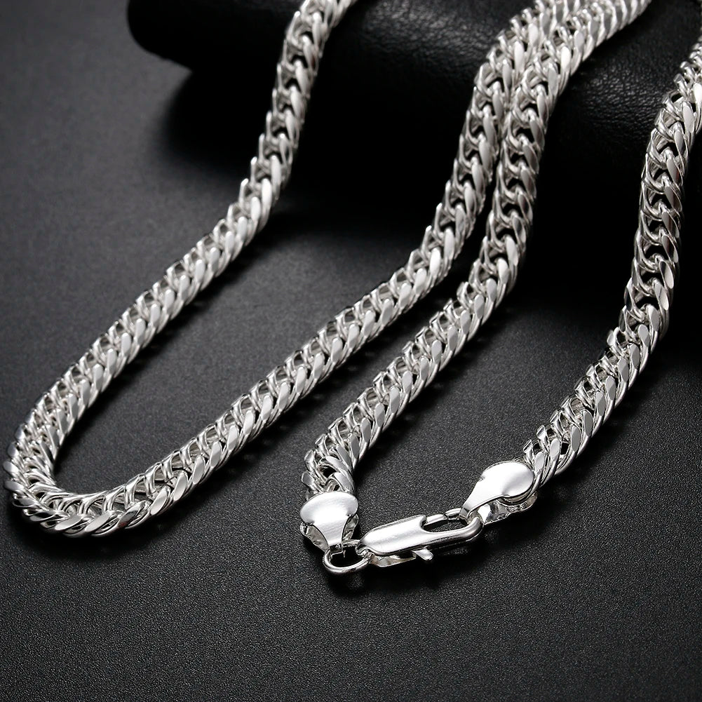 Fashion original 6MM geometric chain man 925 Sterling Silver bracelet neckalces for women luxury Party wedding jewelry sets