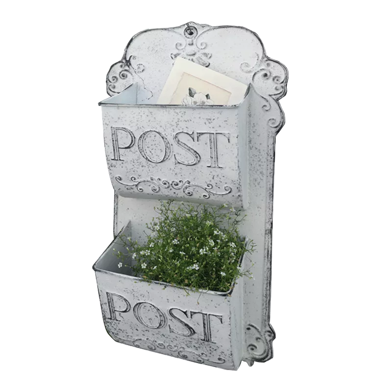 Outdoor Wall Mounted Mailbox Metal Letter Box French Rural Style Wind Storage Box Home Decoration Leaving Message