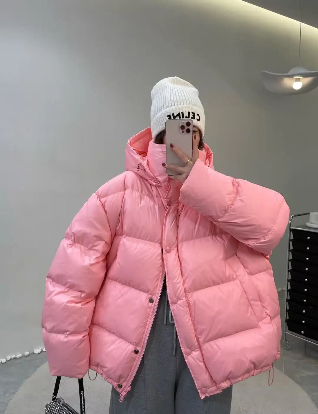 90% Duck Down Jacket Women Fall Winter 2023 New Long Sleeve Thicken Warm Loose Puff Jackets Chic with Hood Feather Coats