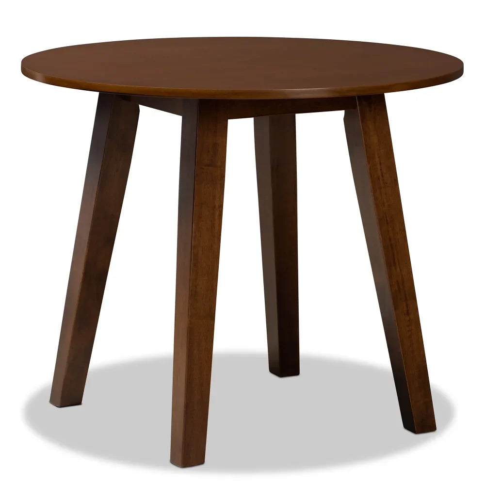 Ela Modern and Contemporary Walnut Brown Finished 35-Inch-Wide Round Wood Dining Table