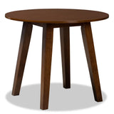 Ela Modern and Contemporary Walnut Brown Finished 35-Inch-Wide Round Wood Dining Table