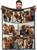 I Love You Custom Blanket with Photo Collage Text Personalized Picture Throw Blanket for Christmas Valentine's Day Birthday Gift