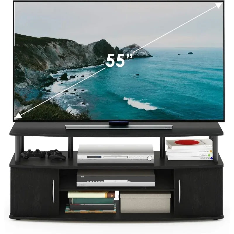 Furinno JAYA Large Entertainment Stand for TV Up To 55 Inch Blackwood Tv Cabinet Living Room Furniture