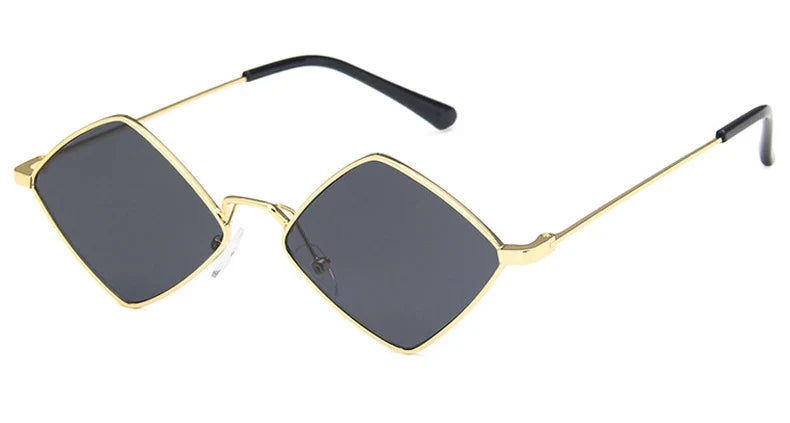 Hipster Polygon Women Sunglasses Irregular Vintage Small Frame Rhombus Ladies Sunglasses Shades Retro Alloy Eyewear Black