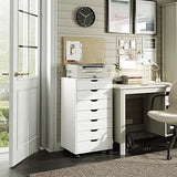 DEVAISE 7-Drawer Chest, Wood Storage Dresser Cabinet with Wheels, White