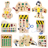 Children Busy Board Montessori Toys Wooden With Led Light Switch Control Board Parish Activities Sensory Games For 2-4 Years Old