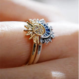 2023 New Adjustable Sun and Moon Ring Overlapping Wear Rings for Women Girls Jewelry Gifts