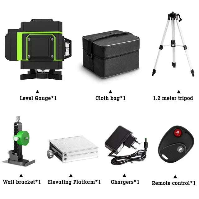 Laser Level 12 Lines 3D Self-Leveling 360 Horizontal And Vertical Cross Super Powerful Green Laser Beam Line