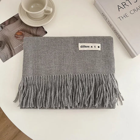 Luxury Brand Wool Scarf For Women Men Solid Color Plain Real Wool Scarves Female Winter Warm Neck Scarf Cashmere Shawl 2023