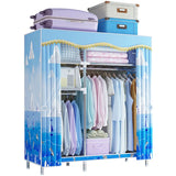 123x45x170cm Bedroom Portable Foldable Cloth Wardrobe Organizer Clothes Folding Canvas Wardrobe Closet Rack for Clothes