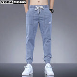 Japan Korean Fashion Men Wide Leg Jeans New Streetwear Straight Baggy Elastic Waist Denim Pants Male Casual Loose Trousers