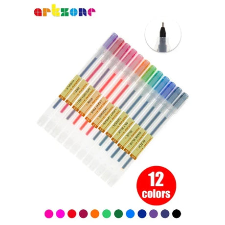 12/24Pcs Colored Gel Pens 0.5mm Fine Point Colorful Japanese Smooth Writing Gel Pen Set for Coloring Drawing Journaling