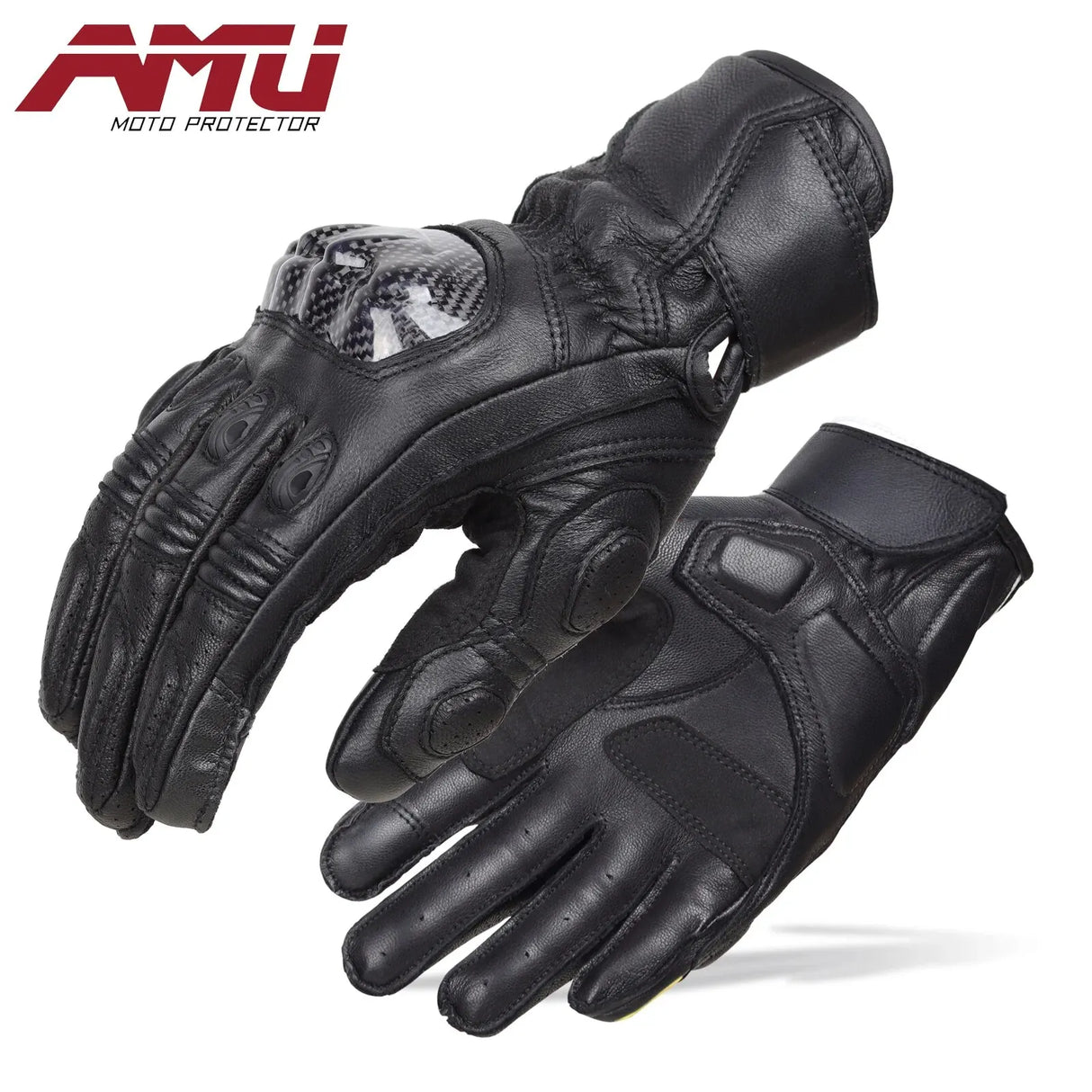 AMU Motorcyclist Carbonfiber Sheepskin Protective Bike Gloves Gor Men And Women Touch Screen Perforated Motocross Racing