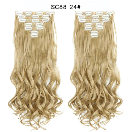 Set Hair Clip In Hair Extensions With Clips Hairpieces Synthetic Extension False/Fake Hair Blonde Eunice Hair Long Hair Pieces