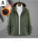 winter Windproof Jacket Men's Military Fleece-lined Thickened Warm Aviator Parka Outdoor Camping Waterproof Men's Hooded Coat