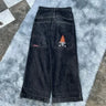 JNCO Jeans Y2K Mens Streetwear Harajuku Hip Hop Retro Skull Embroidered Baggy Jeans New Gothic High Waist Wide Leg Trousers