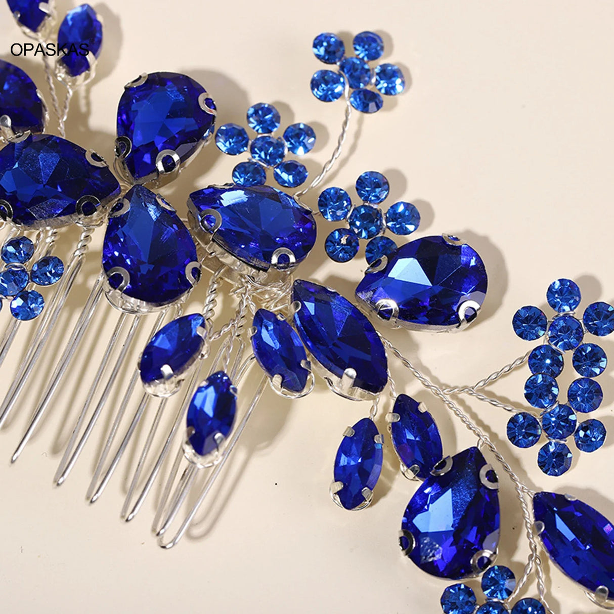 Blue Crystal Hair Comb Bride Tiaras For Women Shiny Alloy Hairpin Clip Fashion Wedding Hair Accessoreis 2023 New Tiaras Gifts