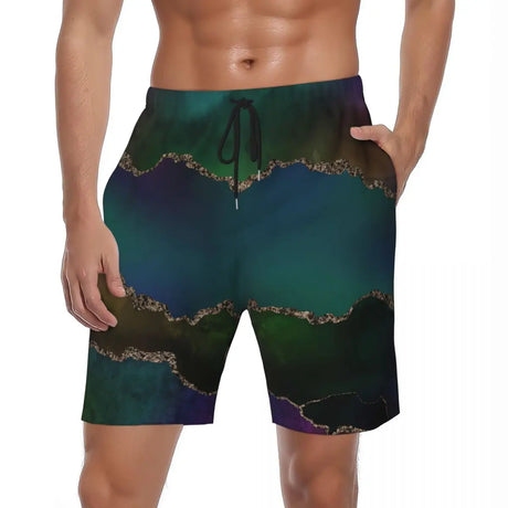 Man Board Shorts Rainbow Ombre Vintage Swimming Trunks Gradient Quick Dry Sports Fitness Hot Sale Plus Size Beach Short Pants