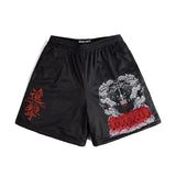 Anime Shorts Men Japanese Style Gym Shorts Summer Y2k Beach Casual Fashion Running Short Pants Quick Dry Workout Mesh Sweatpants