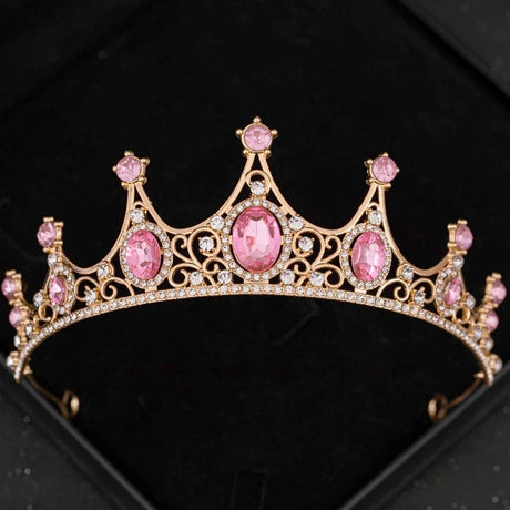 Pink Crystal Tiaras And Crowns Rhinestone Prom Diadem Crown For Women Bridal Wedding Hair Accessories Jewelry Crown Tiara Gift