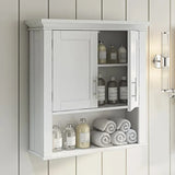 Somerset Collection 2-Door Bathroom Storage Wall Cabinet with 1 Open Shelf and 2 Interior Shelves, White