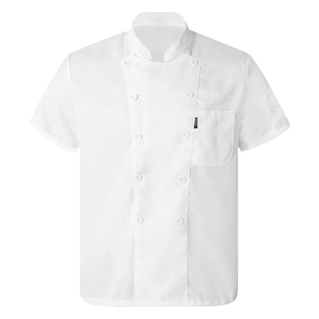 Adults Unisex Chef Shirt Women Mens Restaurant Work Shirt Uniform Stand Collar Chef Coat Canteen Hotel Cook Food Service Jacket