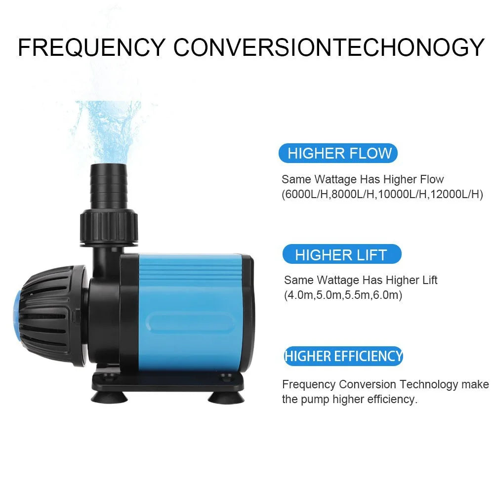 High Power Aquarium AC Variable Frequency Submersible Pump Fish Pond Large Flow Silent Circulating Pump Fish Tank Filter Pumps