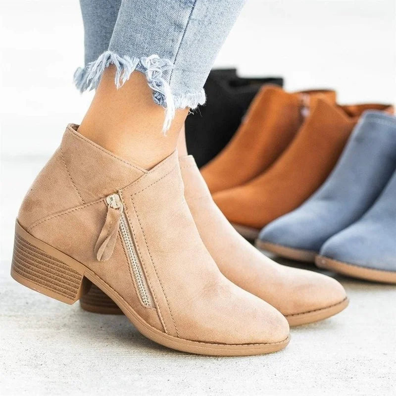 Women Booties 2023 Autumn Suede chelsea Boots Women Fashion Size 43 Platform Boots Side Zipper Heeled Ankle Boots Botas De Mujer