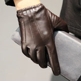 Sheepskin Genuine Leather Men's Gloves Fashion Driving Riding Gloves Warm Cashmere Lined Thin Mittens For Male Free Shipping